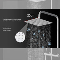 AICAIT Colonna doccia rotonda cromata con rubinetto termostatico rettangolare, sistema doccia a 38℃ antiscottature