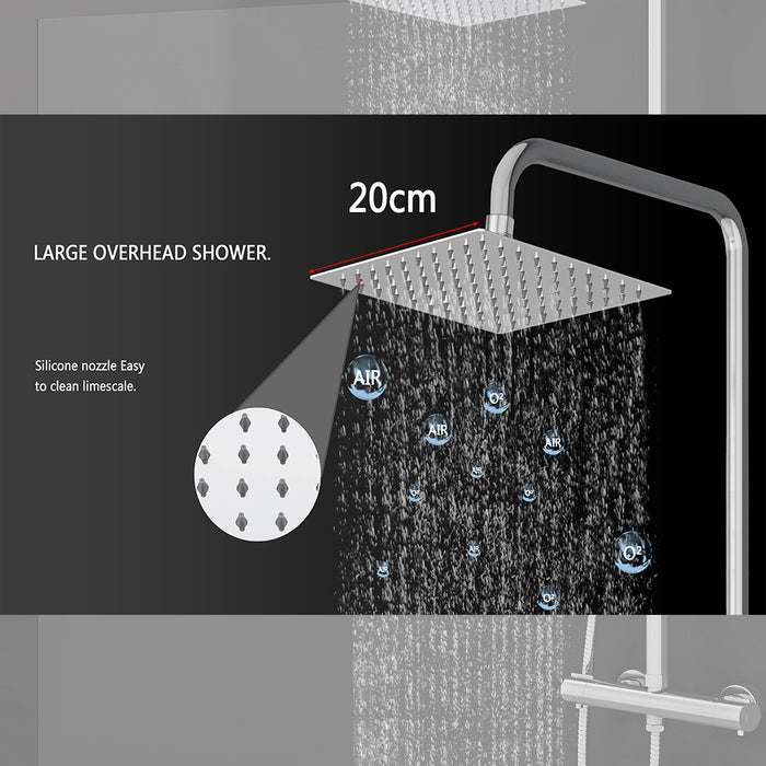 AICAIT Colonna doccia rotonda cromata con rubinetto termostatico rettangolare, sistema doccia a 38℃ antiscottature