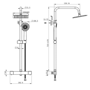 AICA Colonna doccia idromassaggio con doccetta a 3 getti, miscelatore doccia termostatico con rubinetto rotondo, cromo
