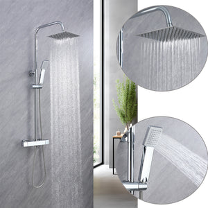 Kit Doccia con Soffione 20x20cm in Acciaio Inox e Cool-touch rubinetto, Miscelatore Termostatico Doccia Antiscotto, Cromo