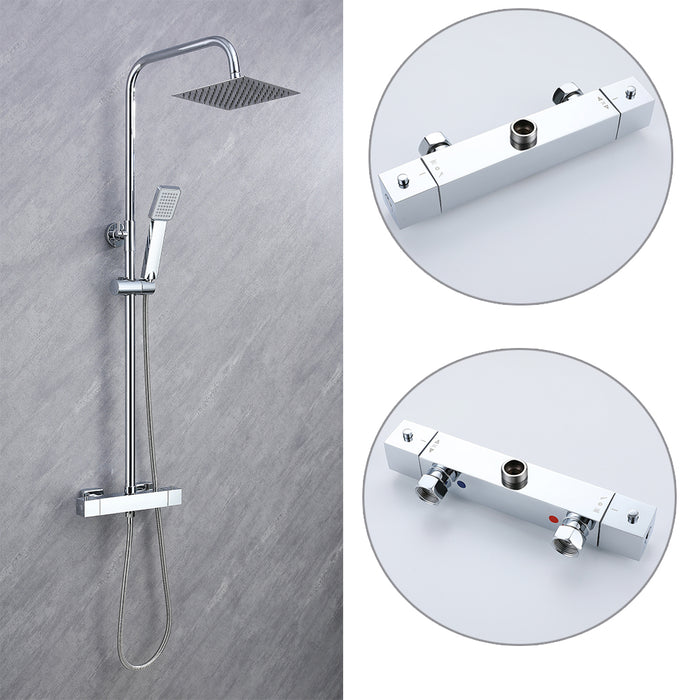 Kit Doccia con Soffione 20x20cm in Acciaio Inox e Cool-touch rubinetto, Miscelatore Termostatico Doccia Antiscotto, Cromo