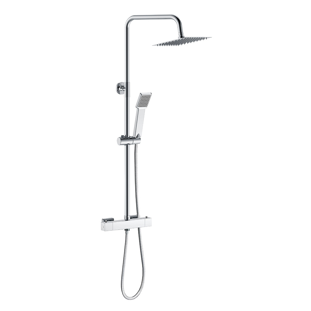 Kit Doccia con Soffione 20x20cm in Acciaio Inox e Cool-touch rubinetto, Miscelatore Termostatico Doccia Antiscotto, Cromo