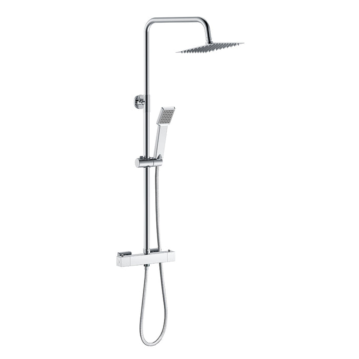 Kit Doccia con Soffione 20x20cm in Acciaio Inox e Cool-touch rubinetto, Miscelatore Termostatico Doccia Antiscotto, Cromo