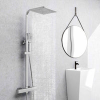 AICAIT Colonna doccia Termostatica, set doccia multifunzione con soffione rotondo da 25cm e doccetta a 3 getti, cromato