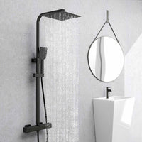 Colonna doccia idromassaggio AICA ITALY con rubinetto termostatico, soffione doccia a pioggia 25x25cm in acciaio inox, nero opaco