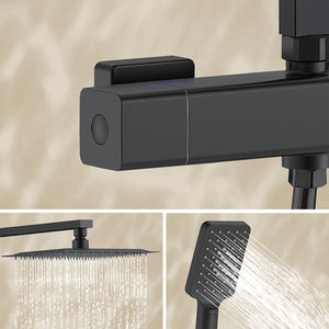 Colonna doccia con rubinetteria rettangolare 290x45mm, walkin doccia soffione a pioggia 25x25cm nero