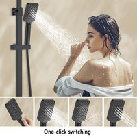 Colonna doccia con rubinetteria rettangolare 290x45mm, walkin doccia soffione a pioggia 25x25cm nero