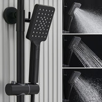 AICAIT Colonna doccia Termostatica, set doccia multifunzione con soffione quadrato 25x25cm e doccetta a 3 getti, nero