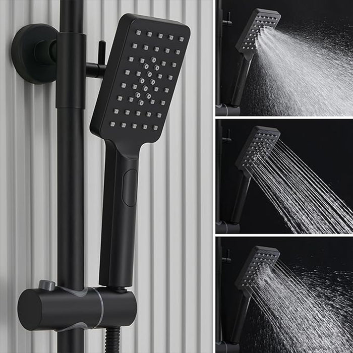 AICAIT Colonna doccia Termostatica, set doccia multifunzione con soffione quadrato 25x25cm e doccetta a 3 getti, nero