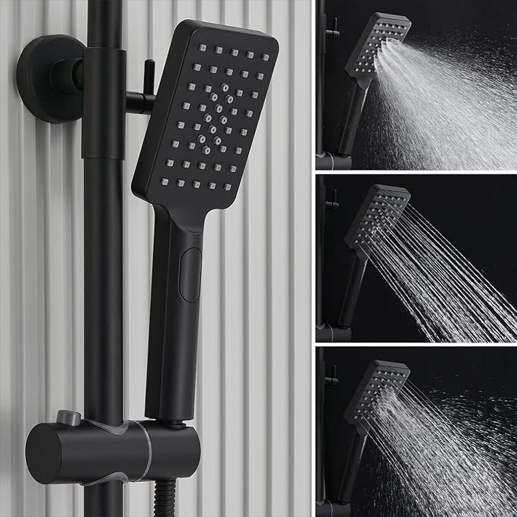 Colonna doccia idromassaggio AICA ITALY con rubinetto termostatico, soffione doccia a pioggia 25x25cm in acciaio inox, nero opaco