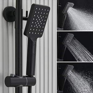 Colonna doccia idromassaggio AICA ITALY con rubinetto termostatico, soffione doccia a pioggia 25x25cm in acciaio inox, nero opaco