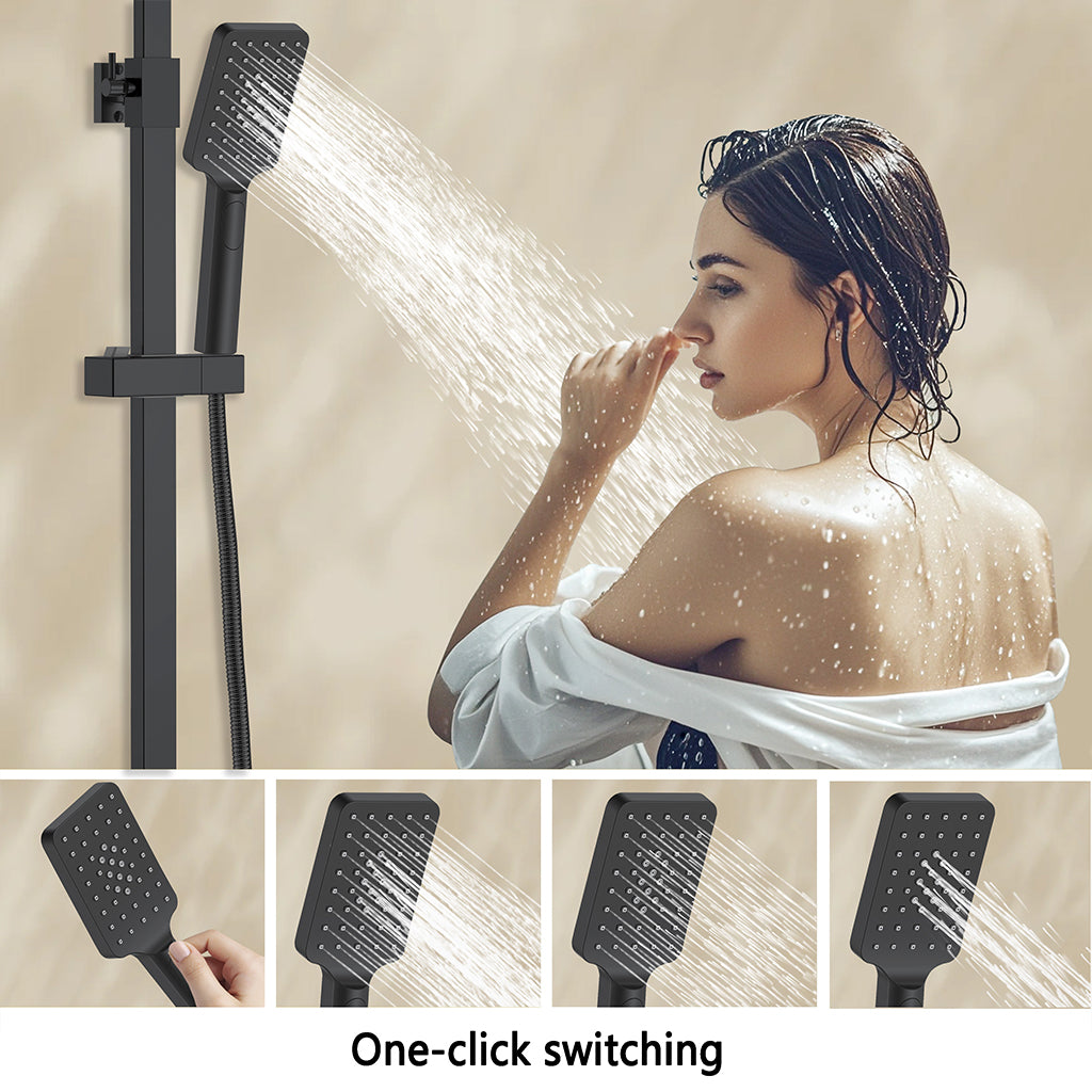 Colonne doccia AICA ITALY, Miscelatore termostatico doccia con soffione quadrato 25x25cm in acciaio inox nero opaco