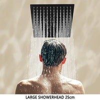 Colonna doccia con rubinetteria rettangolare 290x45mm, walkin doccia soffione a pioggia 25x25cm nero