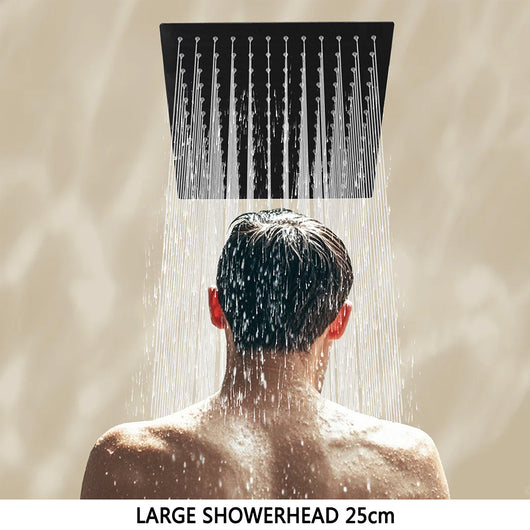 Colonne doccia AICA ITALY, Miscelatore termostatico doccia con soffione quadrato 25x25cm in acciaio inox nero opaco