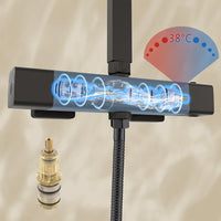 Colonna doccia con rubinetteria rettangolare 290x45mm, walkin doccia soffione a pioggia 25x25cm nero