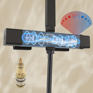 Colonna doccia con rubinetteria rettangolare 290x45mm, walkin doccia soffione a pioggia 25x25cm nero