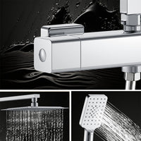 Colonna doccia idromassaggio AICA ITALY con rubinetto termostatico, soffione doccia a pioggia 25x25cm in acciaio inox, cromato lucido