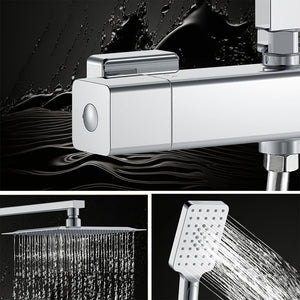 Colonna doccia idromassaggio AICA ITALY con rubinetto termostatico, soffione doccia a pioggia 25x25cm in acciaio inox, cromato lucido