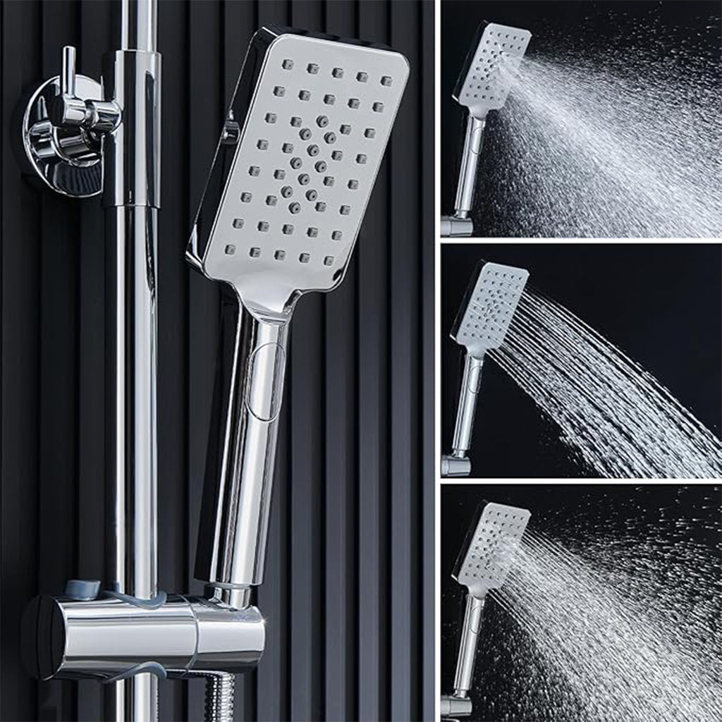 AICA Colonna doccia con miscelatore termostatico, rubinetto doccia 29x4.5cm, soffione doccia quadrato 25x25cm in acciaio inox cromato