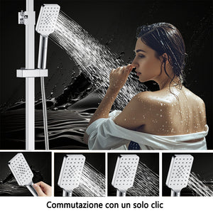Colonna doccia idromassaggio AICA ITALY con rubinetto termostatico, soffione doccia a pioggia 25x25cm in acciaio inox, cromato lucido