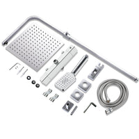 Colonna doccia con rubinetteria rettangolare 290x45mm, walkin doccia soffione a pioggia 25x25cm cromato