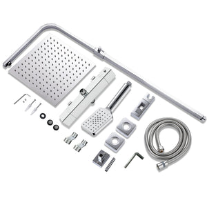 Colonna doccia con rubinetteria rettangolare 290x45mm, walkin doccia soffione a pioggia 25x25cm cromato