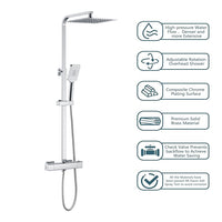 AICAIT Colonna doccia Termostatica, set doccia multifunzione con soffione rotondo da 25cm e doccetta a 3 getti, cromato