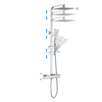 AICAIT Colonna doccia Termostatica, set doccia multifunzione con soffione rotondo da 25cm e doccetta a 3 getti, cromato