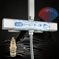 Colonna doccia idromassaggio AICA ITALY con rubinetto termostatico, soffione doccia a pioggia 25x25cm in acciaio inox, cromato lucido