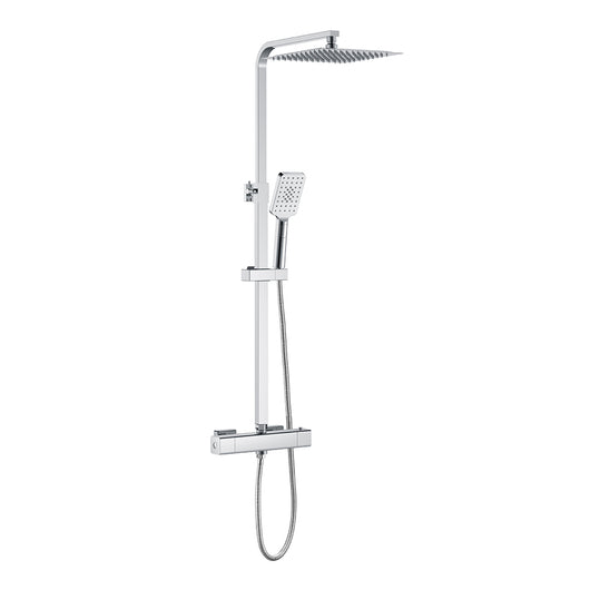 AICAIT Colonna doccia quadrata con soffione quadrato 25x25cm in acciaio inox cromato, sistema doccia a 38℃ antiscottature