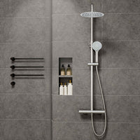 Colonne doccia cromo, soffione doccia rotondo da 25cm acciaio inox, miscelatore termostatico doccia tondo antiscottature