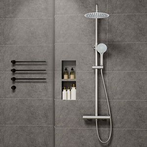 Colonne doccia cromo, soffione doccia rotondo da 25cm acciaio inox, miscelatore termostatico doccia tondo antiscottature