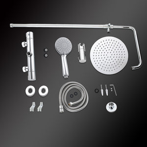 Colonne doccia cromo, soffione doccia rotondo da 25cm acciaio inox, miscelatore termostatico doccia tondo antiscottature