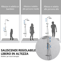 Kit doccia con miscelatore termostatico, soffione rotondo da 25cm, doccetta tonda 23x10.8cm, colonna doccia regolabile 75-125cm, cromo