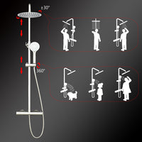 Colonne doccia cromo, soffione doccia rotondo da 25cm acciaio inox, miscelatore termostatico doccia tondo antiscottature