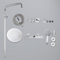 colonna doccia rotonda completo di miscelatore termostatico cilindro, soffione rotondo 25x25cm, cromo