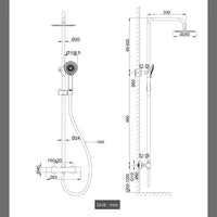 Kit doccia con miscelatore termostatico, soffione rotondo da 25cm, doccetta tonda 23x10.8cm, colonna doccia regolabile 75-125cm, cromo