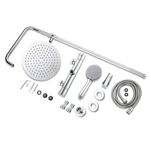 AICA Colonna doccia con miscelatore termostatico, rubinetto doccia cilindro 28x4cm, soffione doccia rotondo 25x25cm in acciaio inox cromato