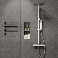 Colonne doccia cromo, soffione doccia quadrato 20x20cm acciaio inox, miscelatore termostatico doccia rettangolo antiscottature