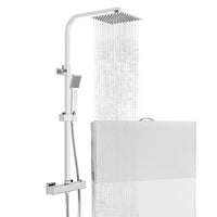 Colonna doccia con miscelatore termostatico, saliscendi doccia quadrato regolabile 73-115cm, cromo