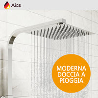Colonna doccia con miscelatore termostatico, saliscendi doccia quadrato regolabile 73-115cm, cromo