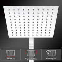 Colonne doccia cromo, soffione doccia quadrato 20x20cm acciaio inox, miscelatore termostatico doccia rettangolo antiscottature