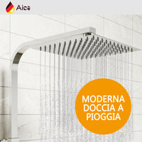 Grande soffione doccia inox 25x25cm, miscelatore termostatico doccia rettangolo 280x40mm, cromo