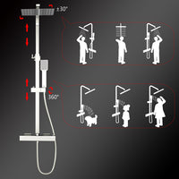Colonne doccia cromo, soffione doccia quadrato 25x25cm acciaio inox, miscelatore termostatico doccia rettangolo antiscottature