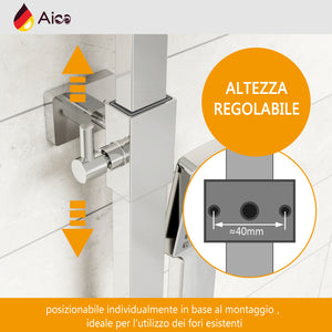 Grande soffione doccia inox 25x25cm, miscelatore termostatico doccia rettangolo 280x40mm, cromo