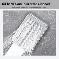 Kit doccia con miscelatore termostatico, soffione quadrato 25x25cm, doccetta quadrata 22x6.4cm, colonna doccia regolabile 73-115cm, cromo