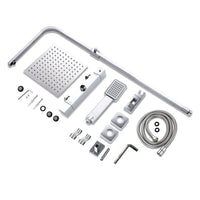 AICA Colonna doccia con miscelatore termostatico, rubinetto doccia rettangolare 28x4cm, soffione doccia quadrato 25x25cm in acciaio inox cromato