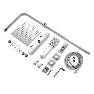 Colonne Doccia, AICA ITALY Colonna Doccia Termostatica, Colonna Doccia Studio con Grande Soffione 25x25cm, Cromo