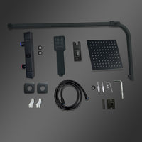 Colonne doccia nero, soffione doccia quadrato 20x20cm acciaio inox, miscelatore termostatico doccia rettangolo antiscottature