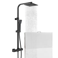 Colonna doccia con miscelatore termostatico, saliscendi doccia quadrato regolabile 73-115cm, nero